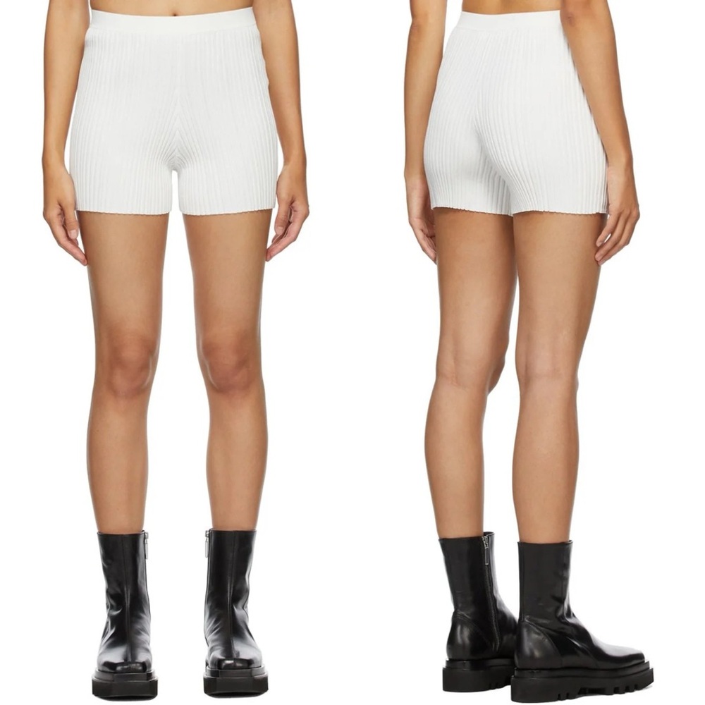 DION LEE SSENSE EXCLUSIVE HIGH WAIST WHITE FLOAT KNIT RIBBED SHORTS SIZE 8/L NEW